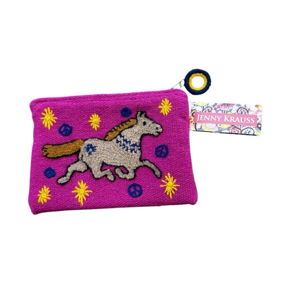 Jenny Krauss Handbags - NWT Jenny Krauss Pink Embroidered Horse Pouch